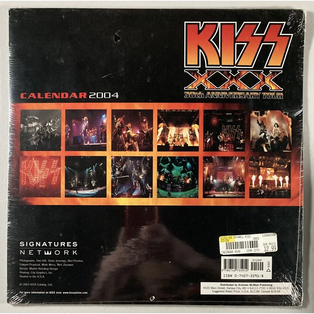 KISS 30th Anniversary Tour Calendar 2004 (SEALED) • Paul, Gene, Ace, Peter